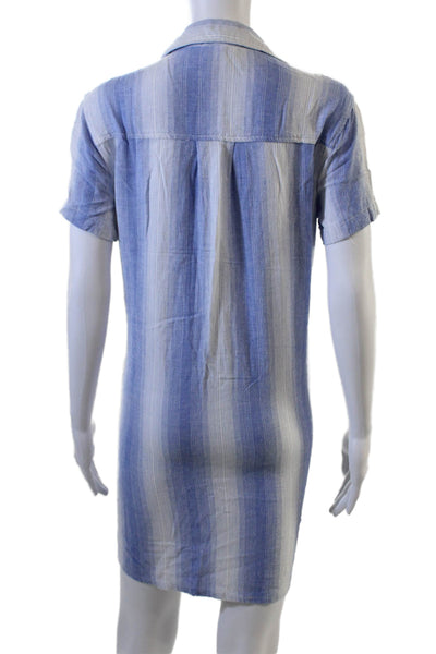 Bella Dahl Women Striped Blue Collared Shirt Dress Size XS