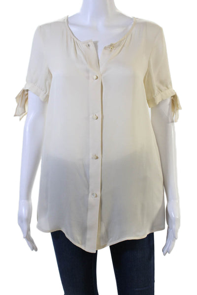 Marc By Marc Jacobs Women Silk Tunic Blouse Beige Button-Up Size XS