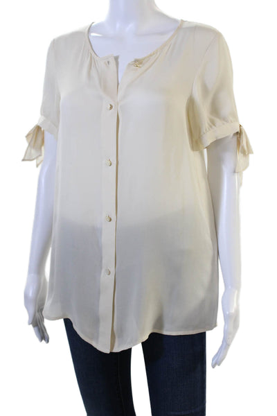 Marc By Marc Jacobs Women Silk Tunic Blouse Beige Button-Up Size XS