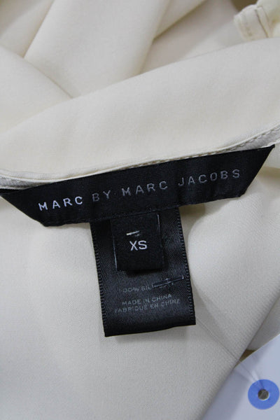 Marc By Marc Jacobs Women Silk Tunic Blouse Beige Button-Up Size XS