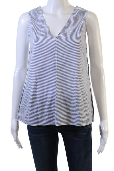 Rag & Bone Jean Women Tank Top Blue Cotton Striped V-Neck Sleeveless Size XS