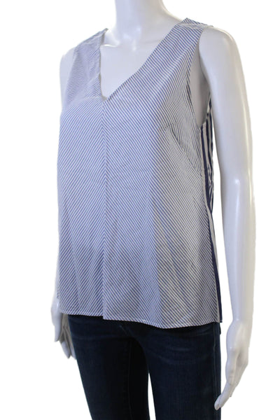 Rag & Bone Jean Women Tank Top Blue Cotton Striped V-Neck Sleeveless Size XS