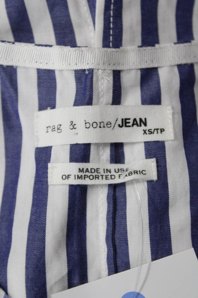 Rag & Bone Jean Women Tank Top Blue Cotton Striped V-Neck Sleeveless Size XS