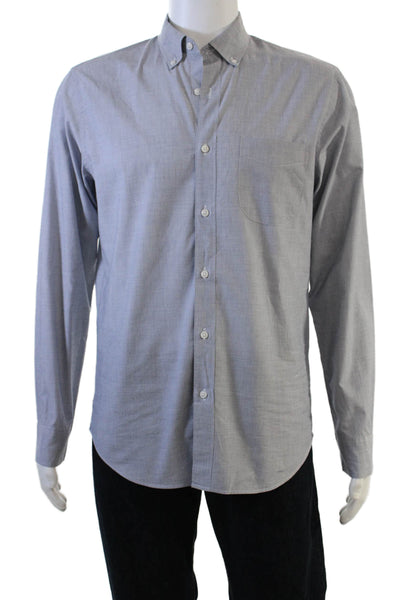 J Crew Mens Button Front Long Sleeve Collared Slim Shirt Blue Size Medium
