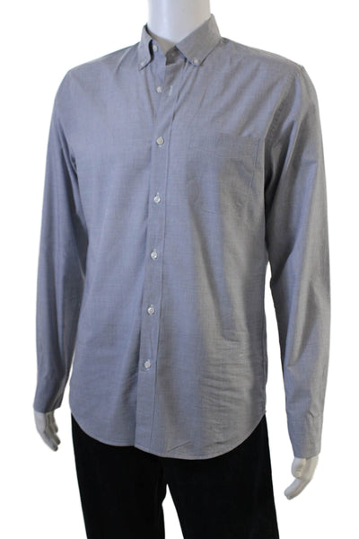 J Crew Mens Button Front Long Sleeve Collared Slim Shirt Blue Size Medium