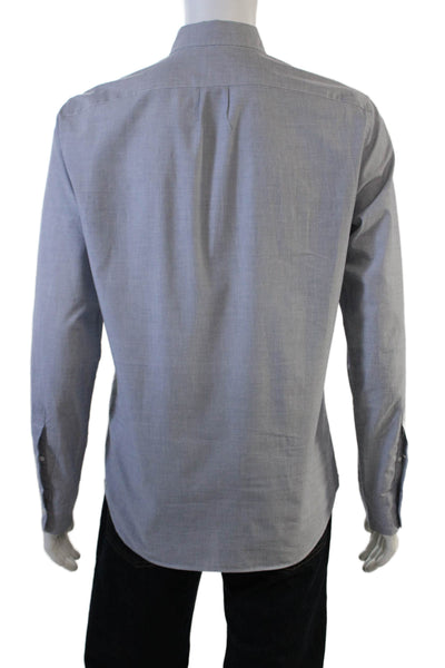 J Crew Mens Button Front Long Sleeve Collared Slim Shirt Blue Size Medium