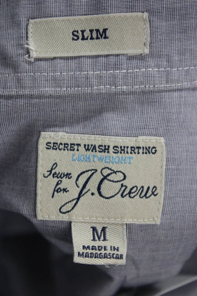 J Crew Mens Button Front Long Sleeve Collared Slim Shirt Blue Size Medium