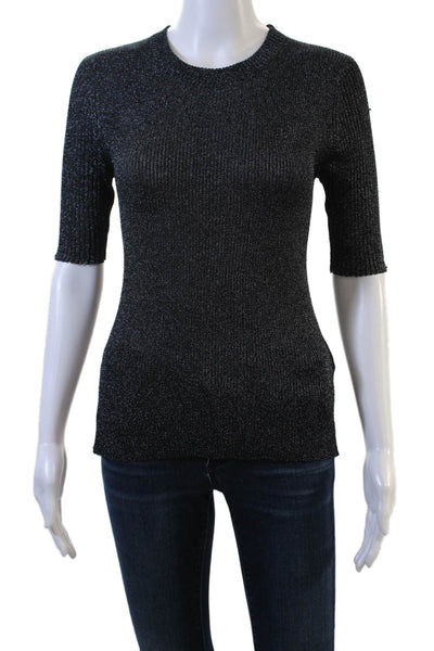 3.1 Phillip Lim Women Black Crew Neck Basic T-Shirt Short Sleeve Petite Size S