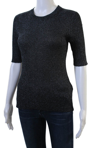 3.1 Phillip Lim Women Black Crew Neck Basic T-Shirt Short Sleeve Petite Size S