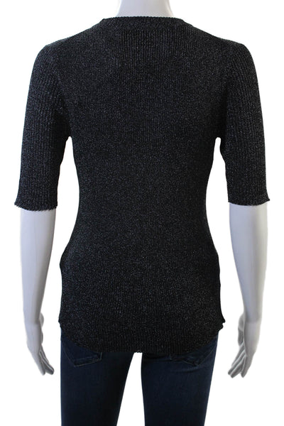 3.1 Phillip Lim Women Black Crew Neck Basic T-Shirt Short Sleeve Petite Size S