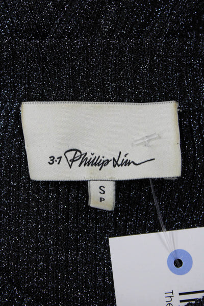 3.1 Phillip Lim Women Black Crew Neck Basic T-Shirt Short Sleeve Petite Size S