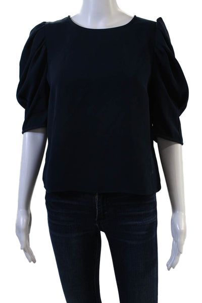 Jay Godfrey, Women Dark Blue Polyester Round Neck 3/4 Sleeve Blouse Size 6