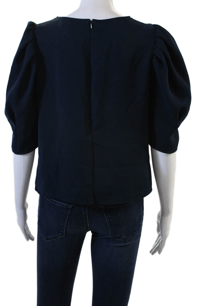 Jay Godfrey, Women Dark Blue Polyester Round Neck 3/4 Sleeve Blouse Size 6