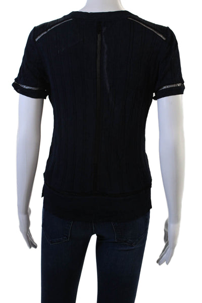 Rag & Bone Women Basic Dark Blue Rayon Crew Neck Short Sleeve T-Shirt Size S