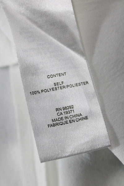 Tibi Women White Crew Neck Blouse Buckle Closure Polyester Size 4