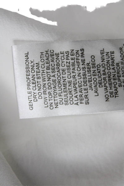 Tibi Women White Crew Neck Blouse Buckle Closure Polyester Size 4