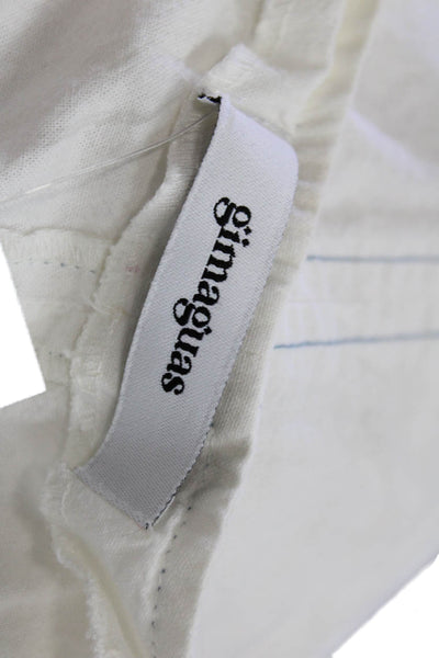 Gimaguas Women Cropped Bohemian White Lace-Up V-Neck Cotton Tank Size S