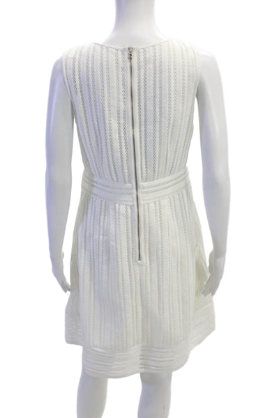 J Crew Women A-Line Fit & Flare White Striped V-Neck Knee-Length Dress Size 4
