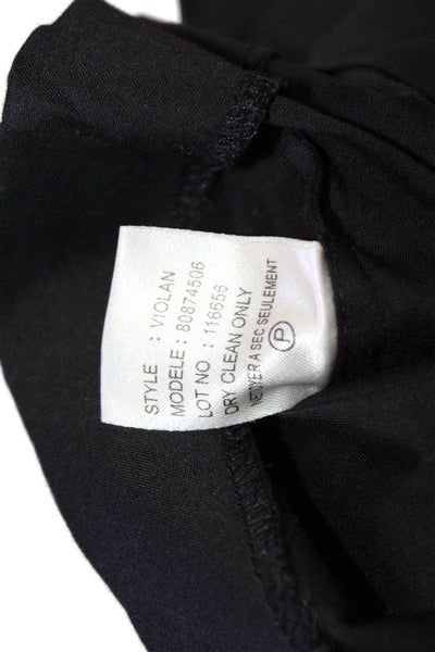 Theory Women Black Tie Neck Short Sleeve Blouse Petite Size S