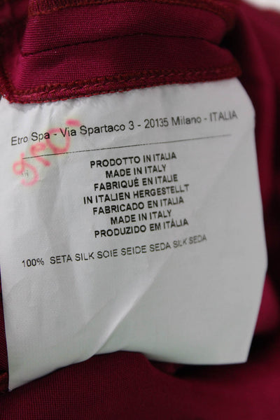 Etro Women Pink Silk V-Neck Sleeveless Blouse Zip Designer Size 48