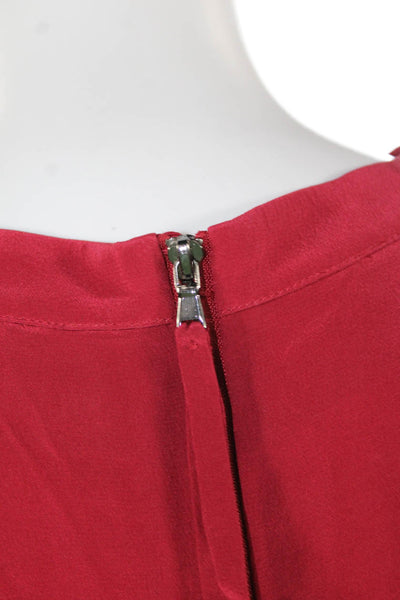 Schumacher Women Basic Red 100% Silk Blouse Crew Neck Short Sleeve Size 1
