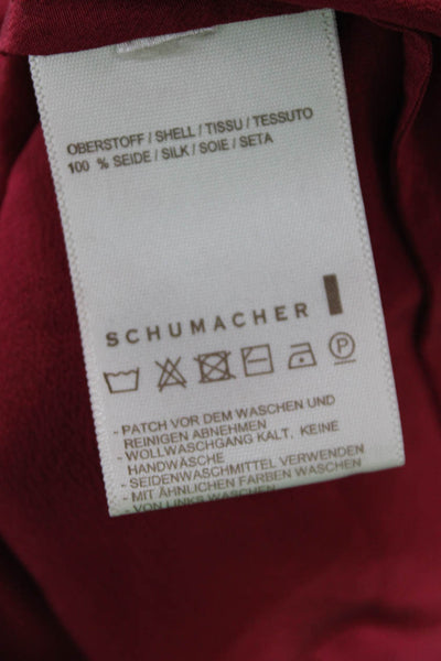 Schumacher Women Basic Red 100% Silk Blouse Crew Neck Short Sleeve Size 1
