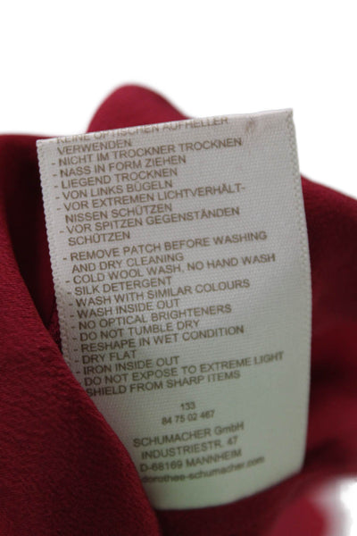 Schumacher Women Basic Red 100% Silk Blouse Crew Neck Short Sleeve Size 1