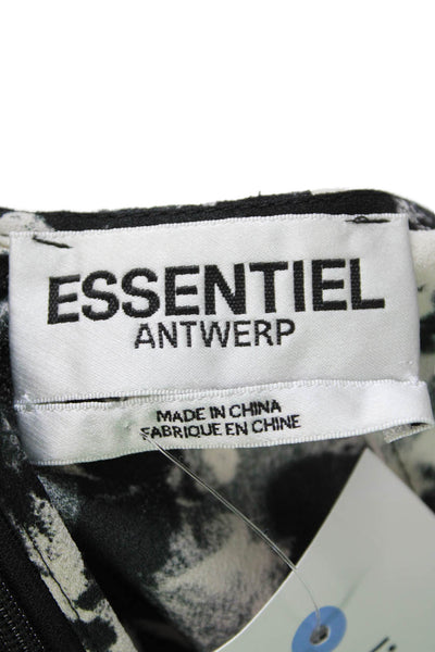 Essentiel Antwerp Women Floral Sleeveless Zip Crew Neck Blouse Black Size 38