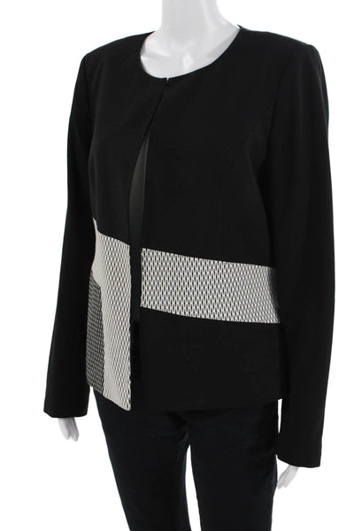 Calvin Klein Women Black Geometric Blazer Long Sleeve Size 10