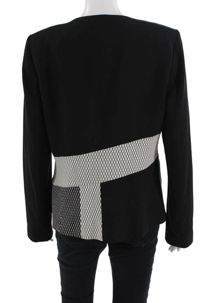 Calvin Klein Women Black Geometric Blazer Long Sleeve Size 10