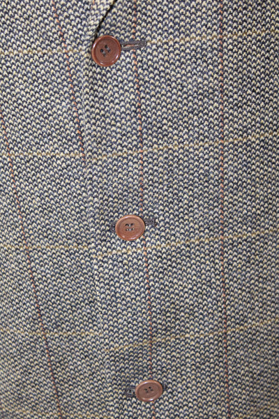 Canali Mens Brown Checked Collared Sport Coat Rayon Cupro Size 52