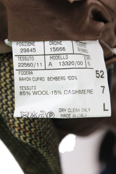 Canali Mens Brown Checked Collared Sport Coat Rayon Cupro Size 52