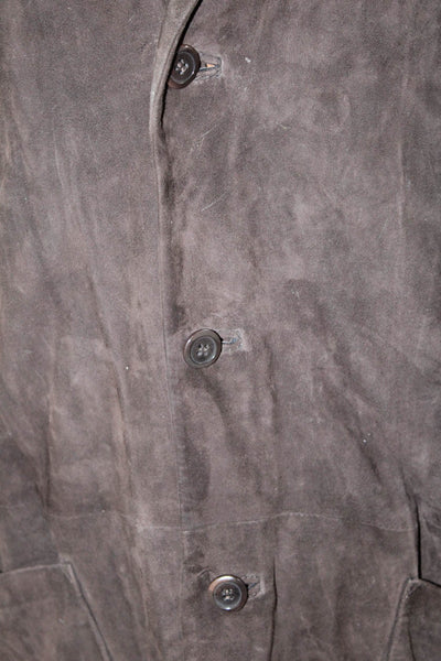 Gallotti Men Real Leather Brown Blazer Collared Button Classic Size 54