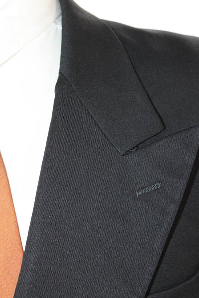 Mani Mens 90s Black Suit Jacket Button Collared Solid Long Sleeve Size 42