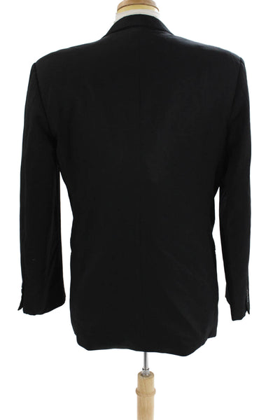 Mani Mens 90s Black Suit Jacket Button Collared Solid Long Sleeve Size 42
