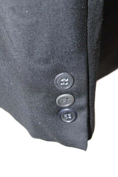Mani Mens 90s Black Suit Jacket Button Collared Solid Long Sleeve Size 42