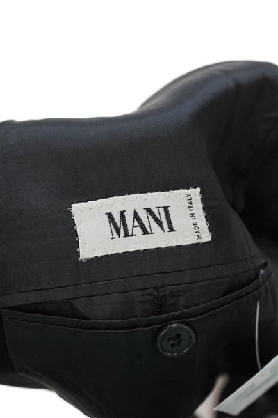 Mani Mens 90s Black Suit Jacket Button Collared Solid Long Sleeve Size 42