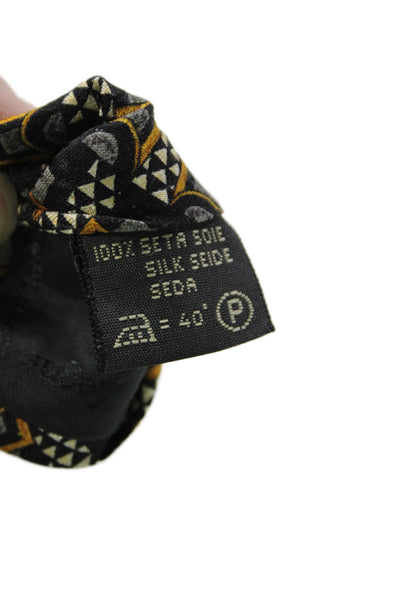 Ermenegildo Zegna Men's Classic Geometric Print Silk Black Yellow  Neck Tie