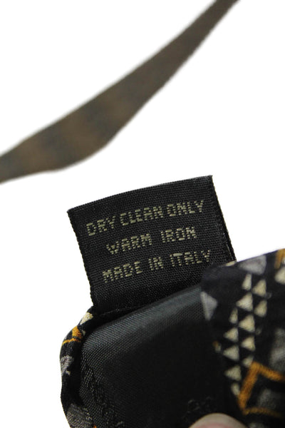 Ermenegildo Zegna Men's Classic Geometric Print Silk Black Yellow  Neck Tie