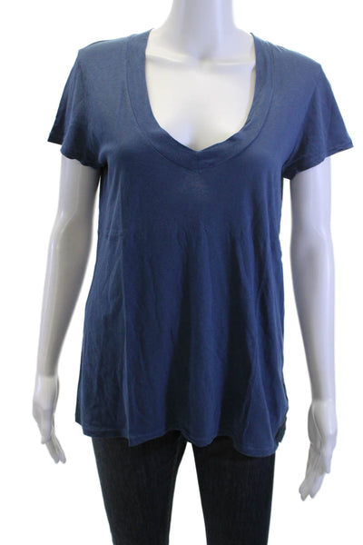 Standard James Perse Womens V-Neck Jersey Graphic Tee Dark Blue Size 3