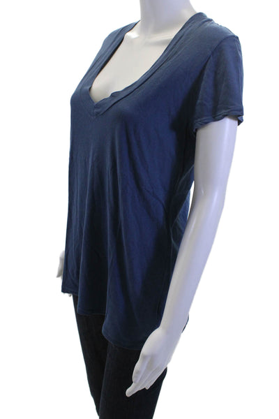 Standard James Perse Womens V-Neck Jersey Graphic Tee Dark Blue Size 3