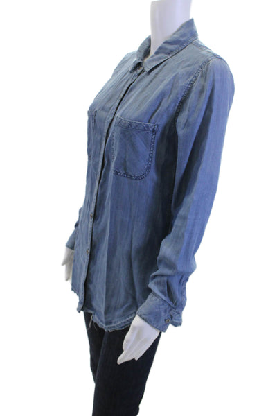 Rails, Womens Button-Up Long Sleeve Basic Shirt Blue Tencel Size XS
