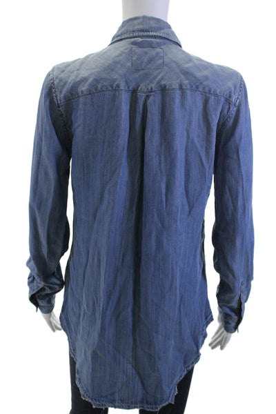 Rails, Womens Button-Up Long Sleeve Basic Shirt Blue Tencel Size XS