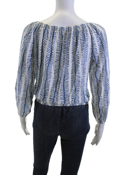 Skemo Womens Bohemian Herringbone Rayon 3/4 Sleeve Button-Up Blouse Size S
