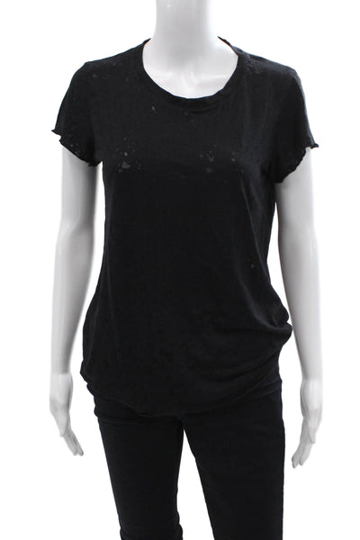Michael Stars Womens Basic Crewneck Short-Sleeve T-Shirt Black Size One Size