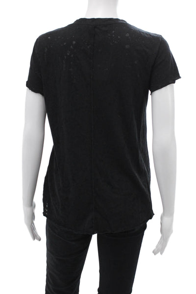 Michael Stars Womens Basic Crewneck Short-Sleeve T-Shirt Black Size One Size