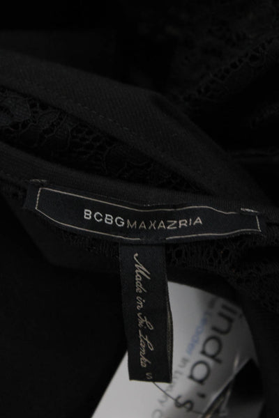 BCBGMAXAZRIA Women Bodycon Sheath Dress Black Long Sleeve Crew Neck Size S