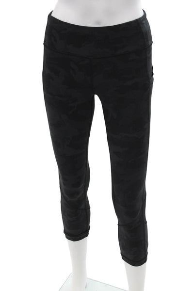 Lululemon Women Capri Cropped Camouflage Nylon Leggings Black Size S