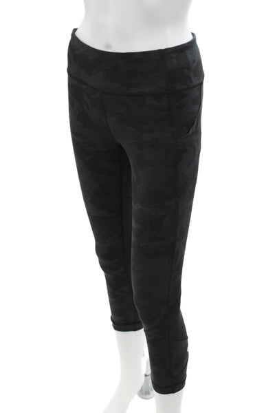 Lululemon Women Capri Cropped Camouflage Nylon Leggings Black Size S