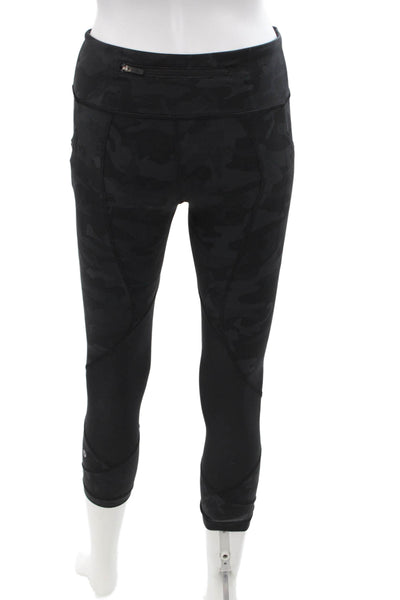 Lululemon Women Capri Cropped Camouflage Nylon Leggings Black Size S